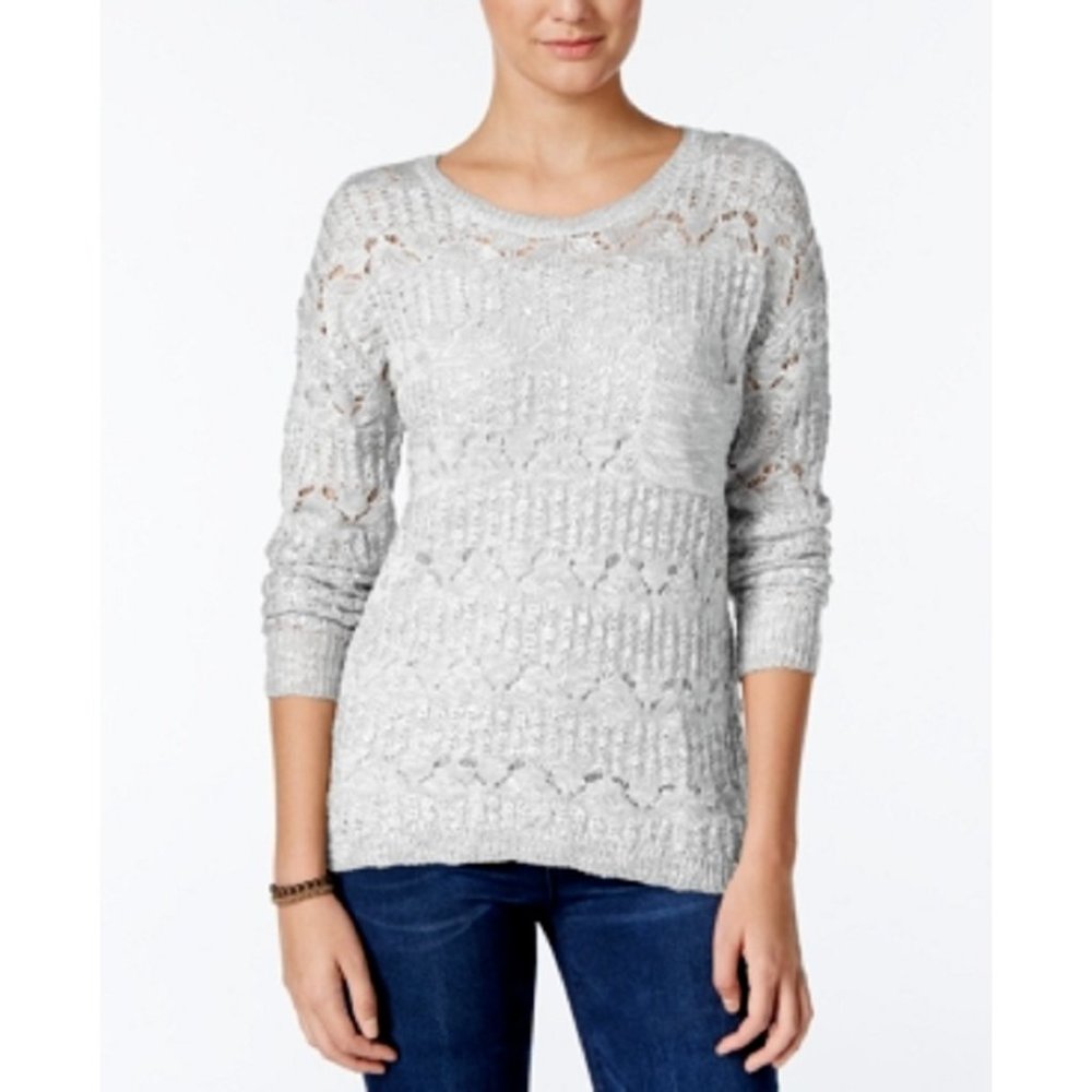 Freshman Juniors' Open-Stitch Pullover Sweater
